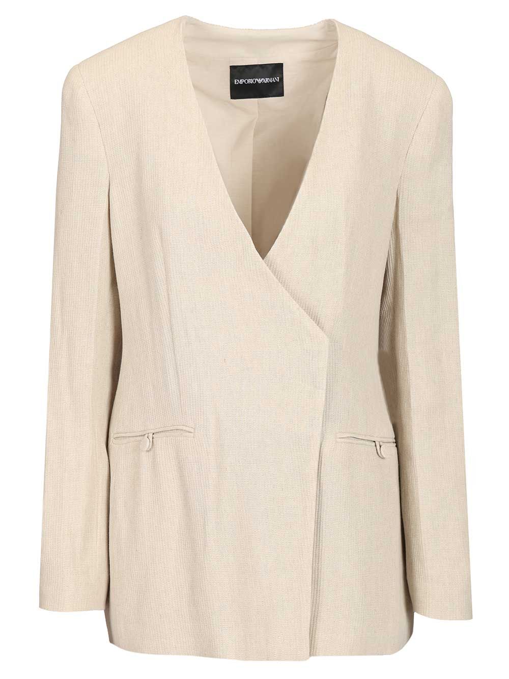 Emporio Armani Linen Blend Blazer Giacche - Beige | fc598c78bc563dbf4007ab7a7541a4809fecf78a