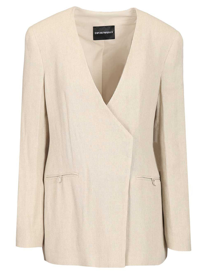 Emporio Armani Linen Blend Blazer Giacche - Beige | fc598c78bc563dbf4007ab7a7541a4809fecf78a