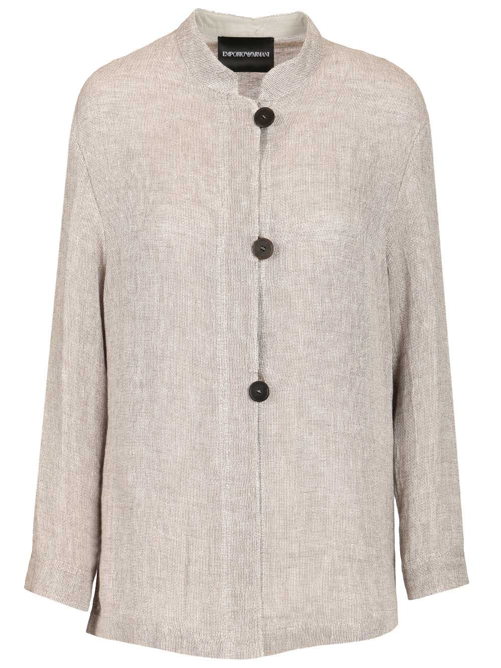 Emporio Armani Linen Gauze Shirt Jacket Giacche - Grey | 50e4f83a2cc1ee83969c5351a2b2d5017afd9c2d