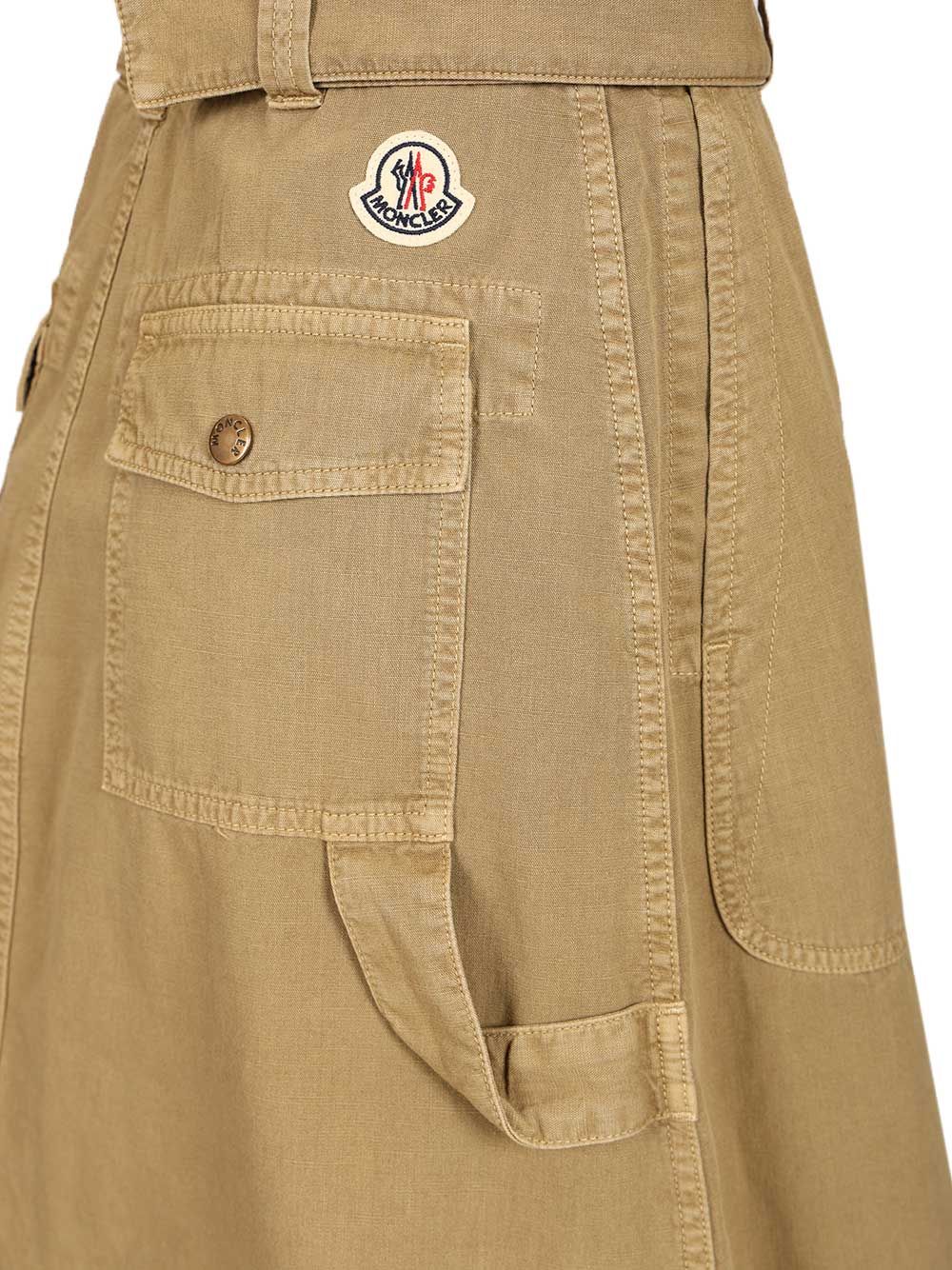 Moncler Cotton Midi Skirt With Belt Gonne - Beige | ec5c0ee81f989b30503fd89cfb77c6452153e1a4
