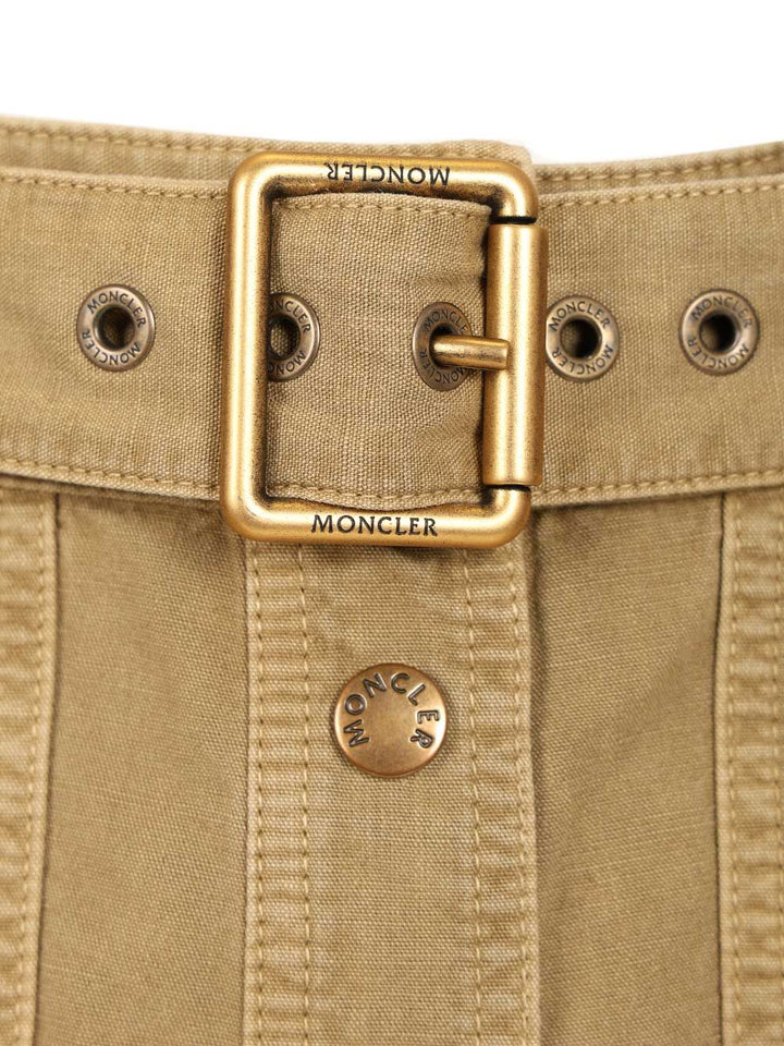 Moncler Cotton Midi Skirt With Belt Gonne - Beige | 0e5871aa7cc77bef99d93a74d5a70e903e9d7d9e