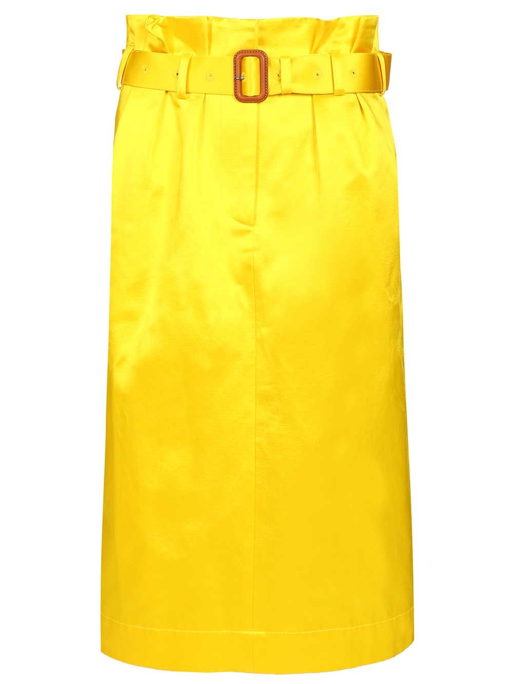 Dries Van Noten Seachy Cotton Satin Skirt Gonne - Giallo | a2195a2ee1e3afea74868ce68e12bb27bc6898f3