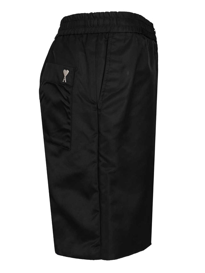Ami Shorts With Elasticated Waist Trousers - Nero | 11a844822034193cd96bbbde5ae704260b5af969