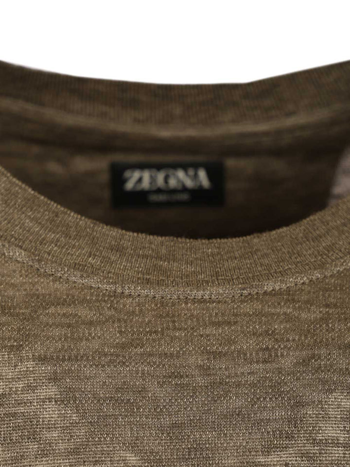 Ermenegildo Zegna Linen . T-Shirt - Verde | c55ff832e9474e48c920303a07286cf9a42f8265