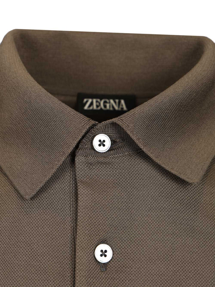 Ermenegildo Zegna Short-Sleeved Cotton Polo shirt - Marrone | 80794f95c65ef83bfcf7cdaac03ce4b78f5300e1