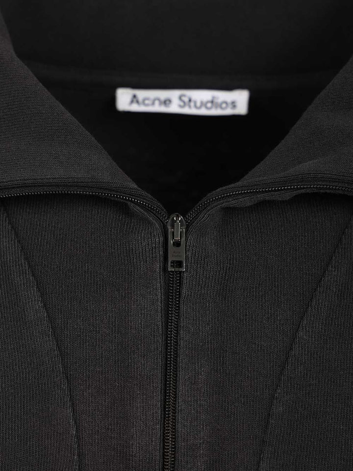 Acne Studios Half-Zip Sweatshirt With Logo Sweatshirts - Nero | 9e3db437fe8d25d986752d3b1f85d22db5558e38