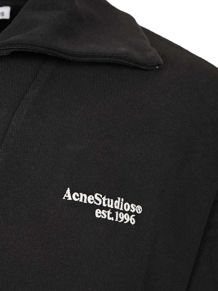 Acne Studios Half-Zip Sweatshirt With Logo Sweatshirts - Nero | a9e48ce66276c04a960f4edb22bff1c6e5c29e9b