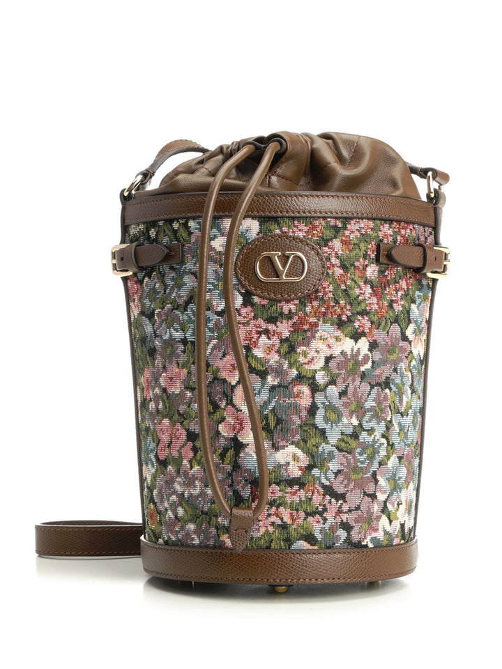 Valentino Garavani Bucket Bag In Jacquard Crossbody Bags - Marrone | a8e2e4b44149f3d7ec8a62e096523acce64cd0a7