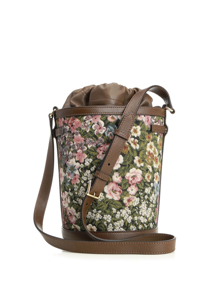 Valentino Garavani Bucket Bag In Jacquard Crossbody Bags - Marrone | 733bd210b75163fff9b1fc2f88518ffbf6c11733