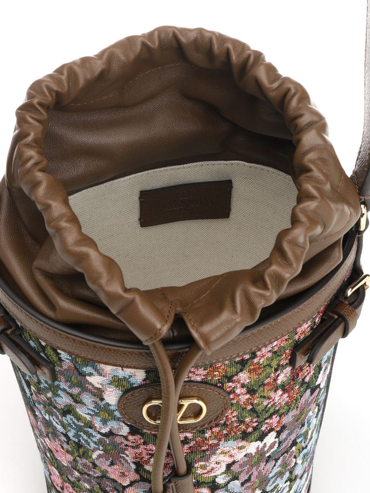 Valentino Garavani Bucket Bag In Jacquard Crossbody Bags - Marrone | 5ec62fc41edab9d48c6d0b273d5a49dca5158fd5