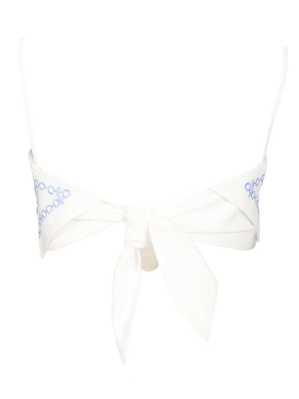Self-Portrait Linen And Cotton Top With Embroidery Top - Bianco | 0a0ddecc3318cebbdc95a0d95d6ff93b913963fc