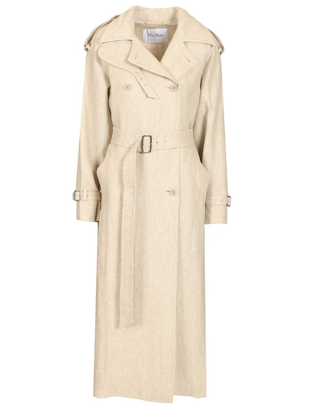 Max Mara Trench Double Breasted Coat Coats - Bianco | 89e4cb7056b7234a7f9a06878f667fd266840c70