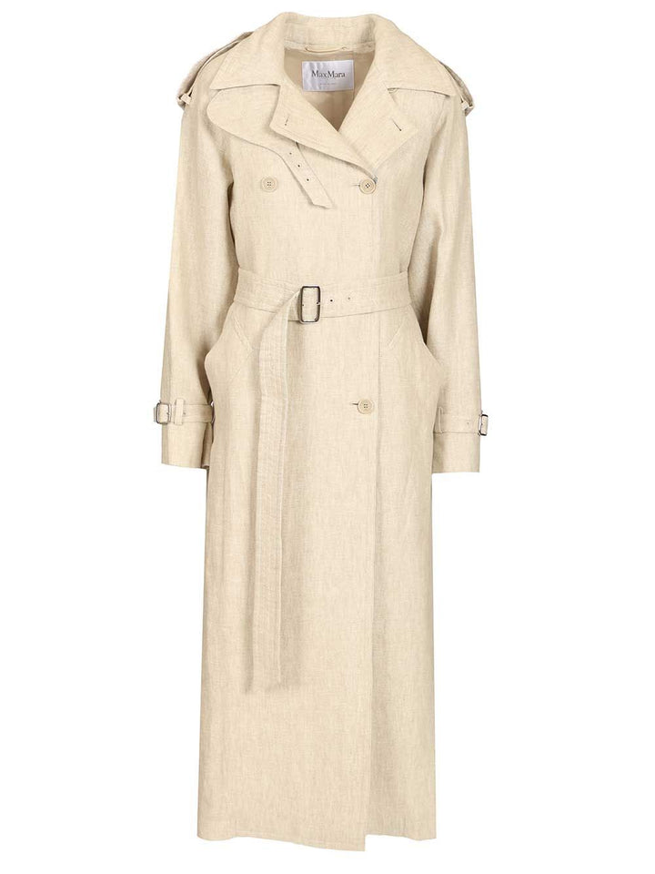 Max Mara Trench Double Breasted Coat Coats - Bianco | 89e4cb7056b7234a7f9a06878f667fd266840c70