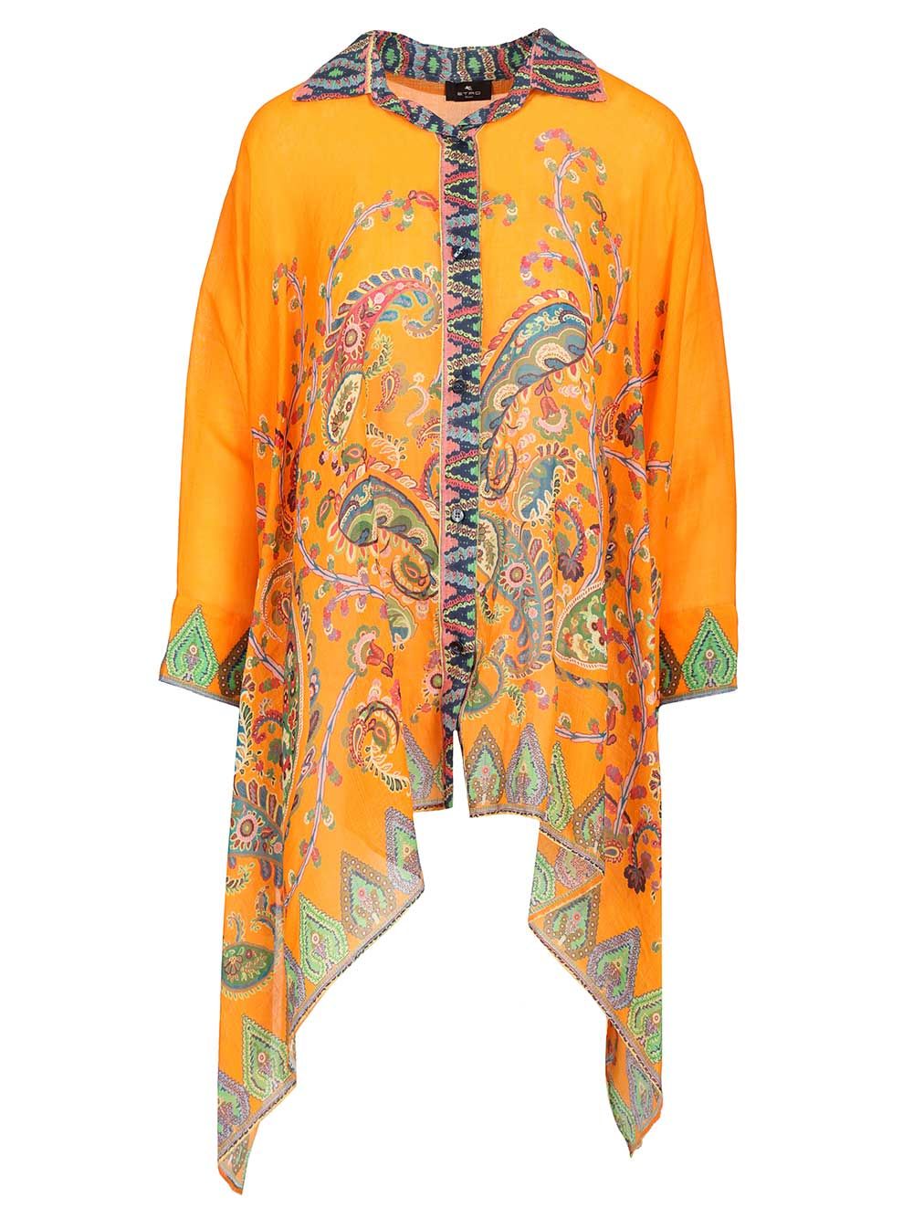 Etro Multicoloured Printed Ramie Blouse Shirts - Arancione | e3b6752f511cafcb3b2e7bef723747321928afed