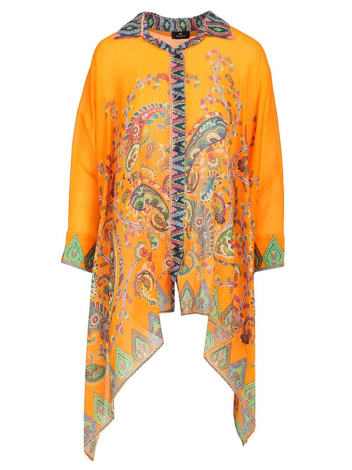 Etro Multicoloured Printed Ramie Blouse Shirts - Arancione | e3b6752f511cafcb3b2e7bef723747321928afed