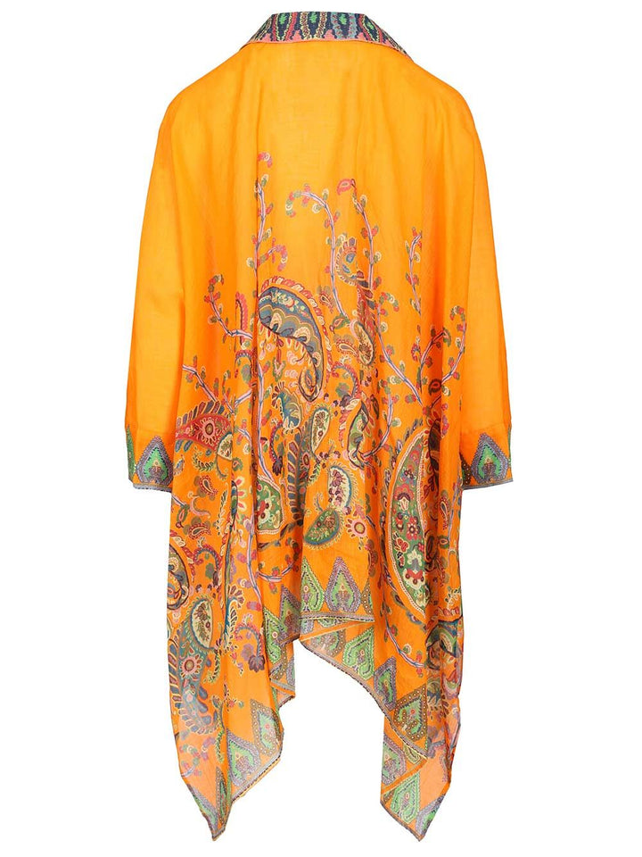 Etro Multicoloured Printed Ramie Blouse Shirts - Arancione | 7f1baa21ca32a2d6ad8b099b96194b9648177f63