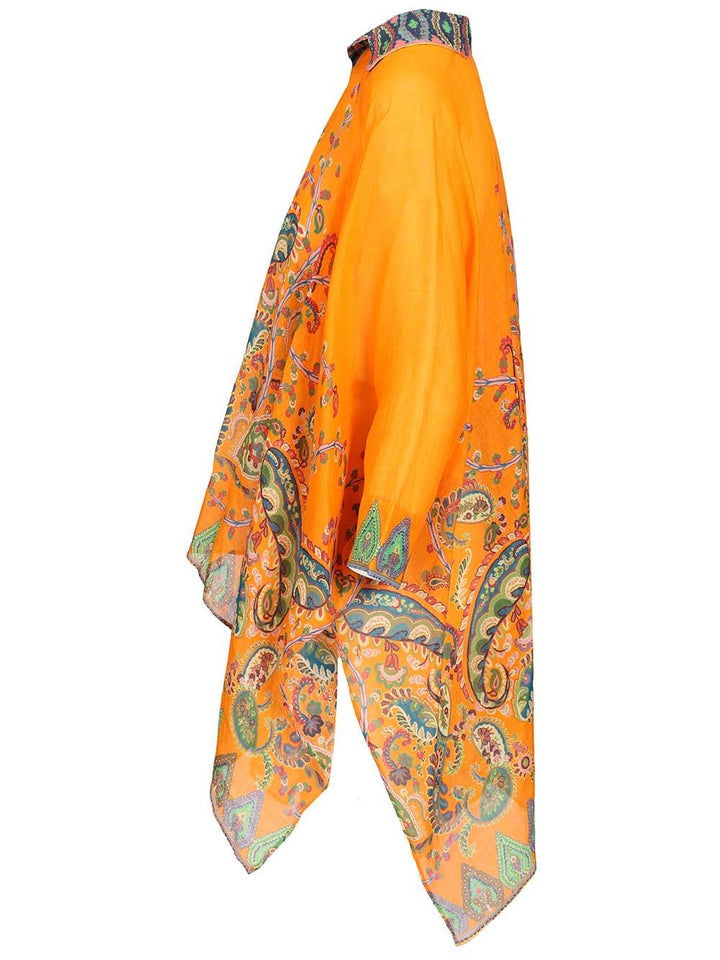Etro Multicoloured Printed Ramie Blouse Shirts - Arancione | d938459b62d51d8beecd18cbeb97556ffda3d0fa