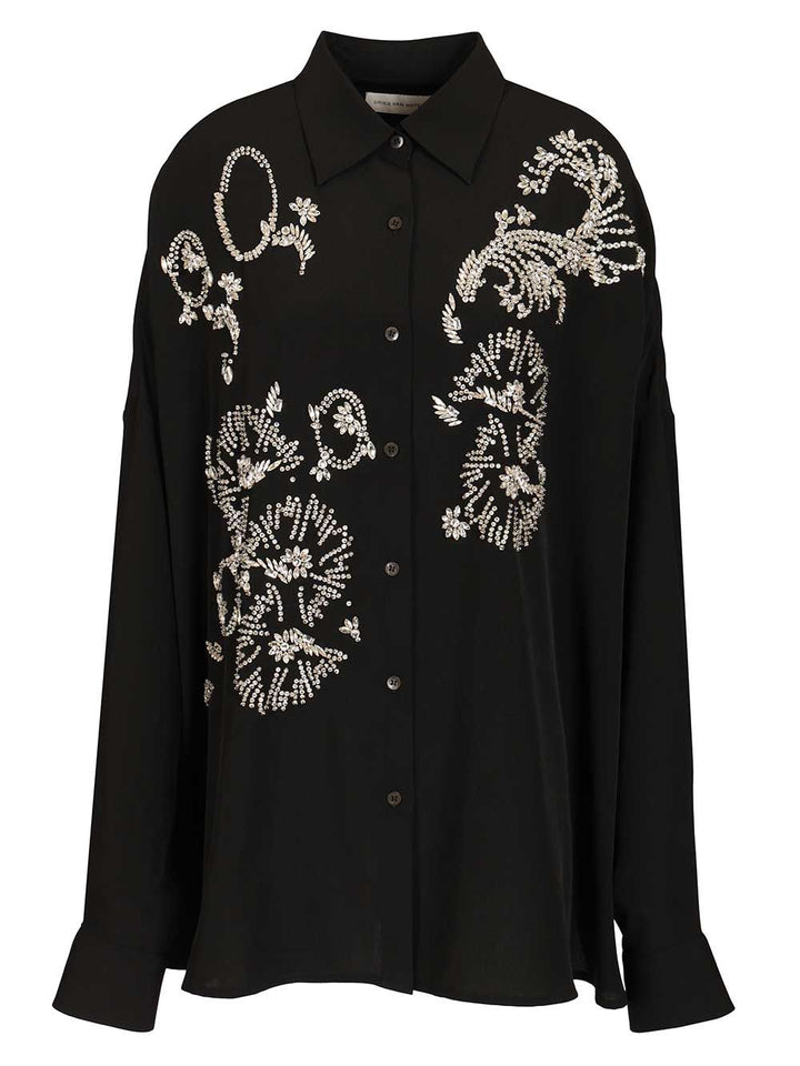 Dries Van Noten Oversized Shirt With Crystals Shirts - Nero | d32f5bf80de754440e94e19b3ff08bb89f658b6e