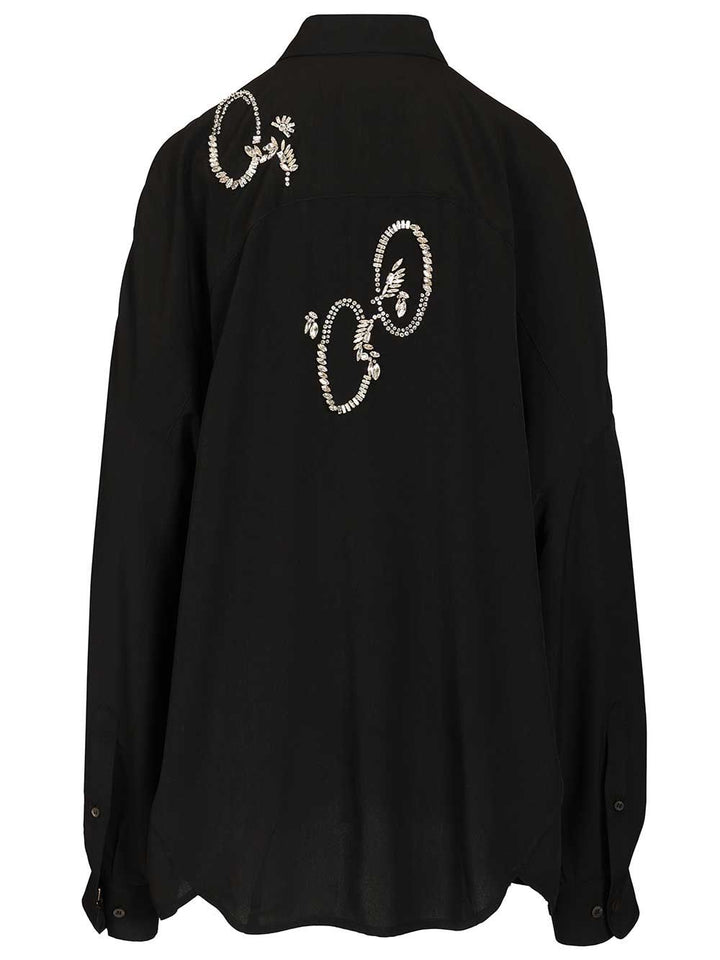 Dries Van Noten Oversized Shirt With Crystals Shirts - Nero | d5d288a165b62b75dc996933f7ccdf9faf60dcb6