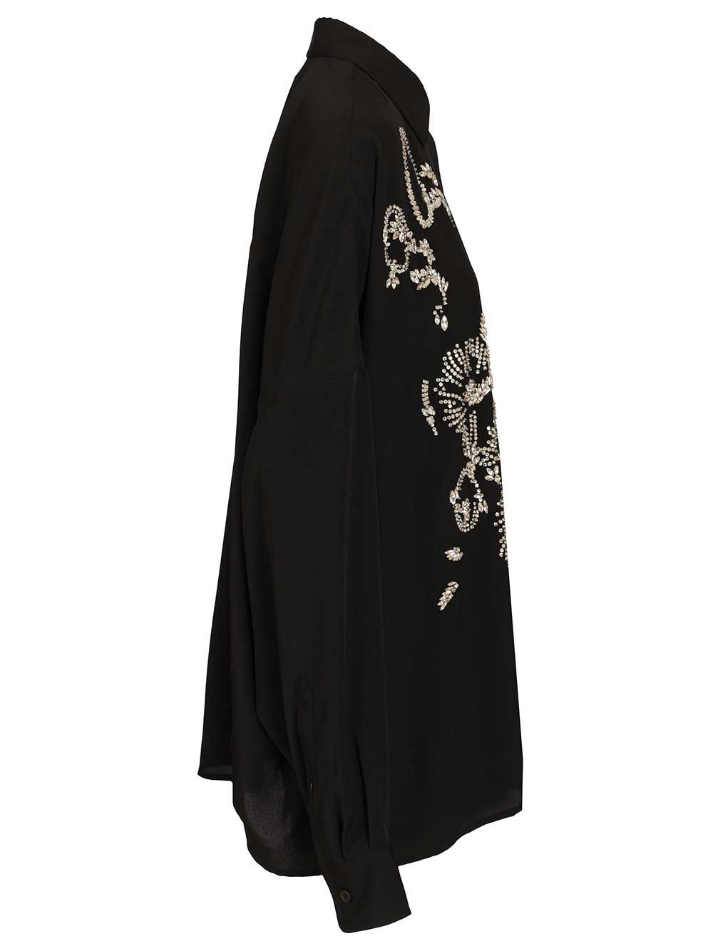 Dries Van Noten Oversized Shirt With Crystals Shirts - Nero | 1a99d3af4d80c7314a1de0f5ef2a8edd8b4115a0