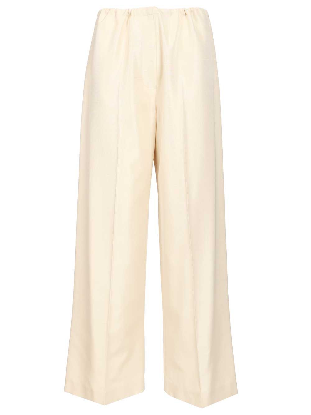 The Row Silk Beta Pants Trousers - Bianco | 69d114d002945ed0b0363cce6a48942c366a1037