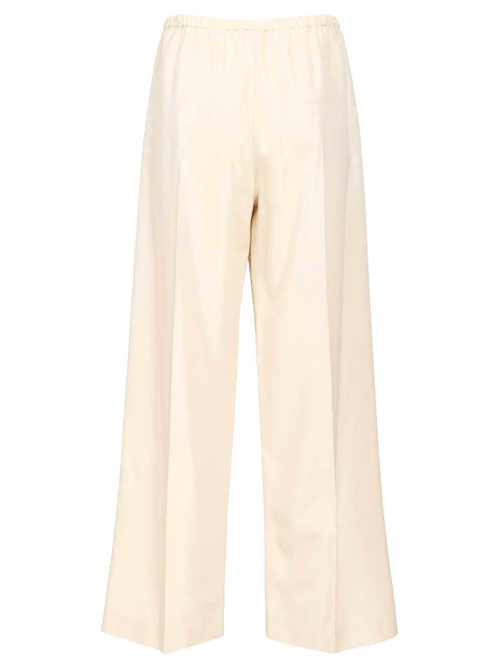 The Row Silk Beta Pants Trousers - Bianco | d90c23be87834e5f0d5389f96d56cb1ae592d443