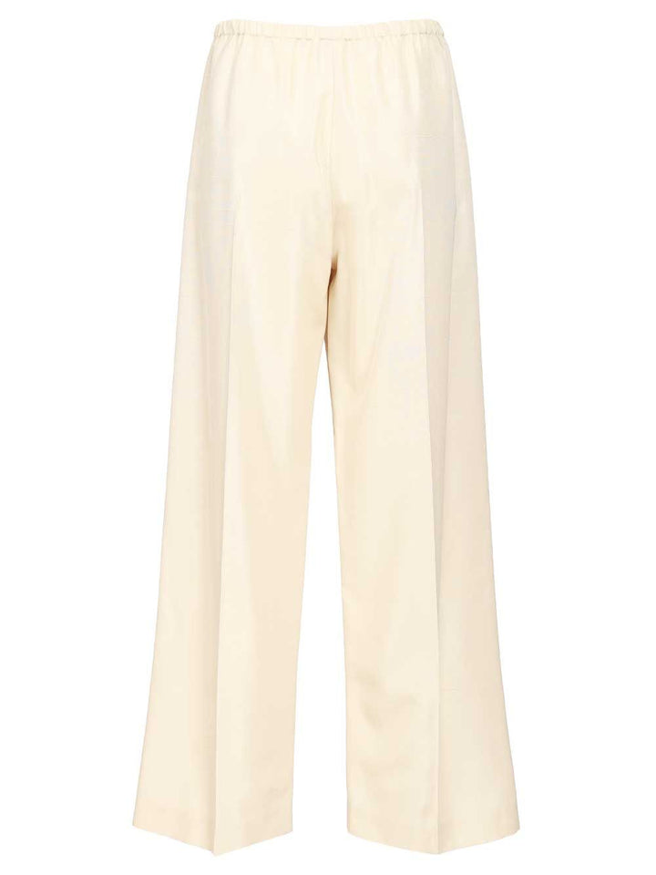 The Row Silk Beta Pants Trousers - Bianco | d90c23be87834e5f0d5389f96d56cb1ae592d443