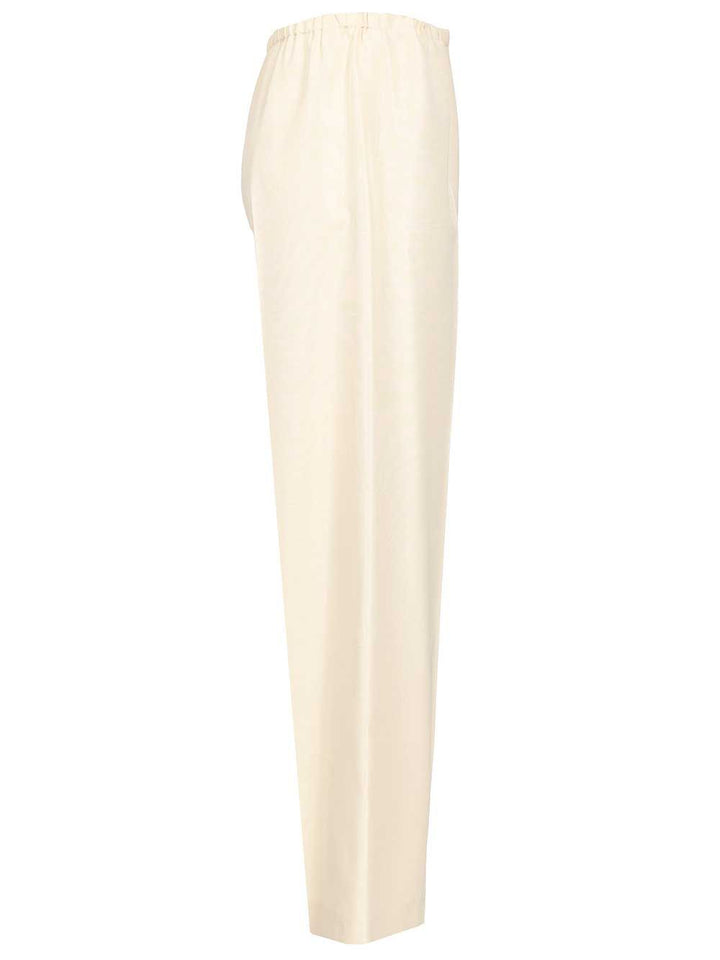 The Row Silk Beta Pants Trousers - Bianco | ed610b28f70ff8e17146d0936e9bc5b0f129a51d