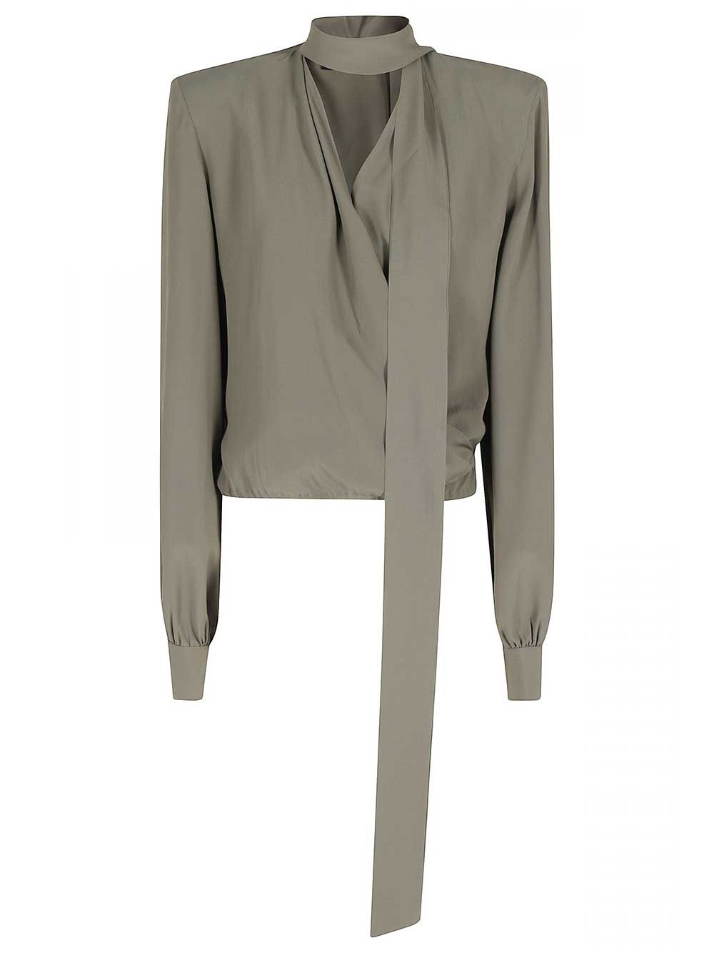 Federica Tosi Crop Blouse With Scarf Top - Verde | a5773379a332f0c32dfbcba789b33414279318f3