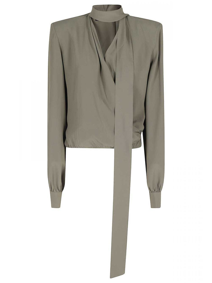 Federica Tosi Crop Blouse With Scarf Top - Verde | a5773379a332f0c32dfbcba789b33414279318f3