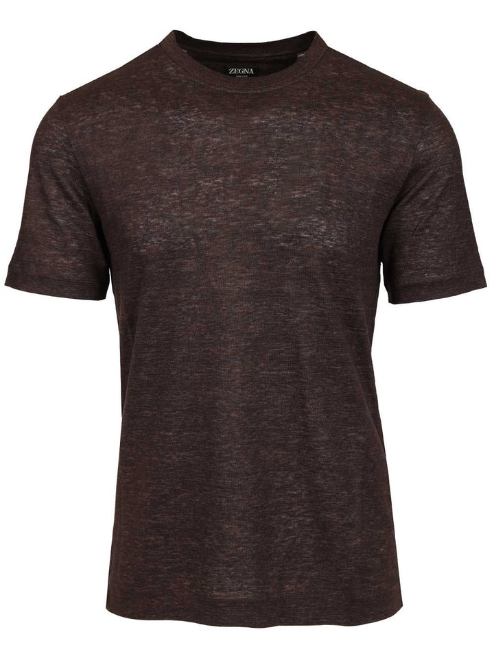 Ermenegildo Zegna Linen . T-Shirt - Marrone | ec3f69cee99add820c4449d930d7a3189cea7f97