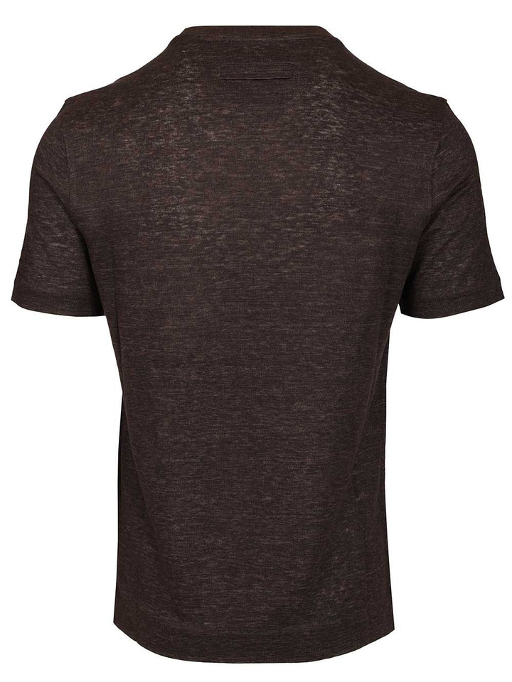 Ermenegildo Zegna Linen . T-Shirt - Marrone | e607459e308755ed09c13c3b7d3734489fd7c477