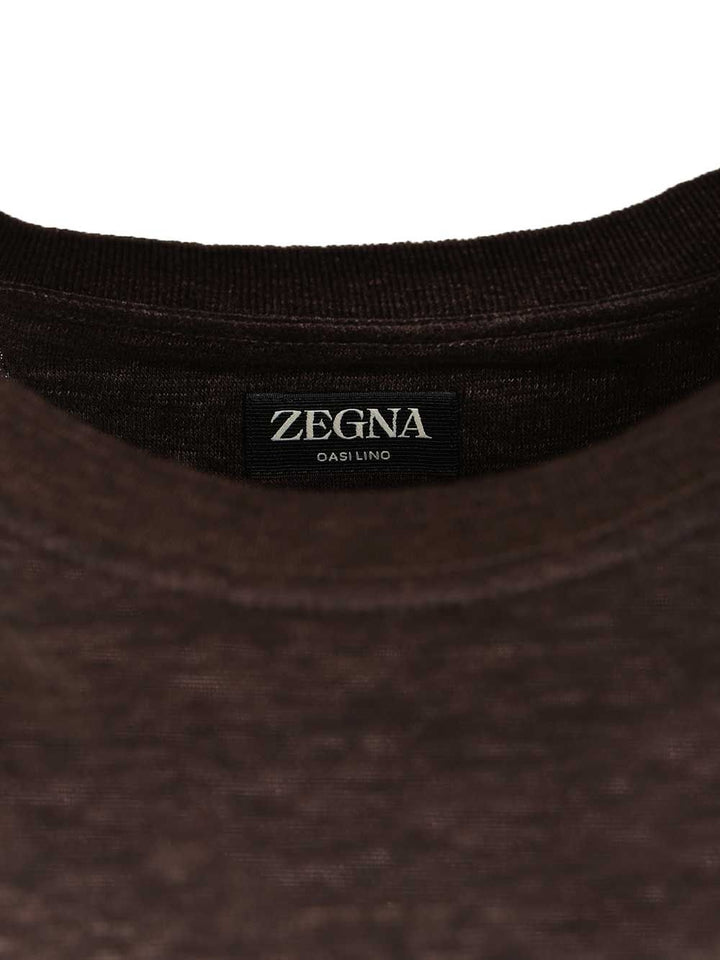 Ermenegildo Zegna Linen . T-Shirt - Marrone | ccde3a166789d24885a0671d9a02b940e3bd8141