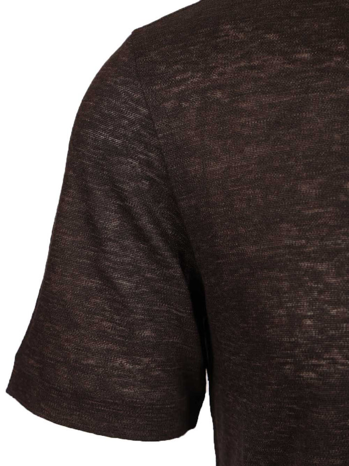 Ermenegildo Zegna Linen . T-Shirt - Marrone | 33fa7e41cce8957dc84627c3abe078c30a30e22e