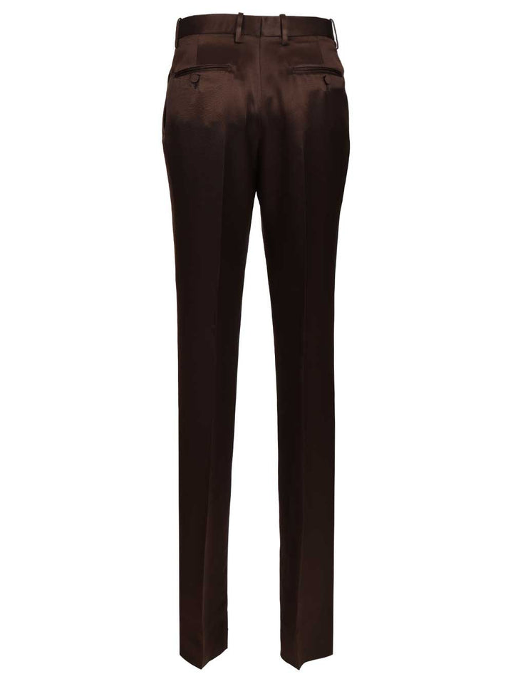 Tom Ford Tailored Silk Trousers - Marrone | cef436dedaca41f791a32b7ff62dffe86c139d6d