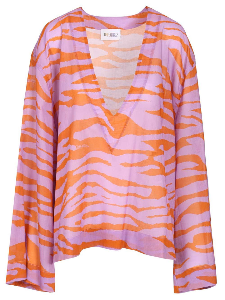 The Attico Animal Print Blouse Top - Multicolor | 88ae05d20175d531b82f97e24a60feeb0bc6dbc4