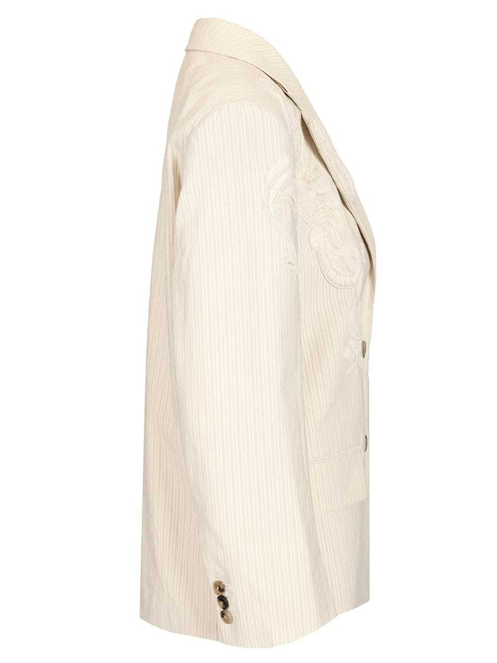 Dries Van Noten Single-Breasted Jacket With Floral Embroidery Giacche - Bianco | a4107d85e8f243666ad31315f4e49da224efe780