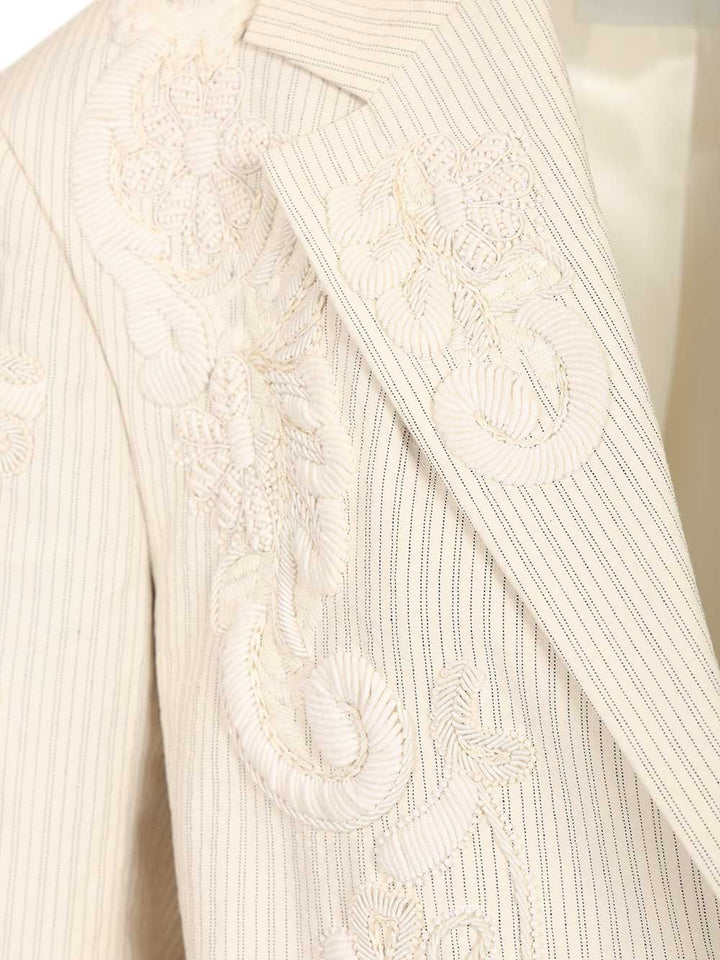 Dries Van Noten Single-Breasted Jacket With Floral Embroidery Giacche - Bianco | c573550ea8a8bcd068633408d3f8f25ee8223794