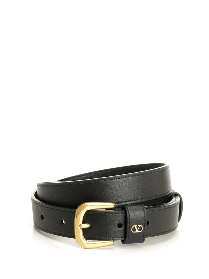 Valentino Garavani Vlogo Leather Belt Cinture - Nero | dc5a8332bf70105da62b8c632469fe117a8c2e38