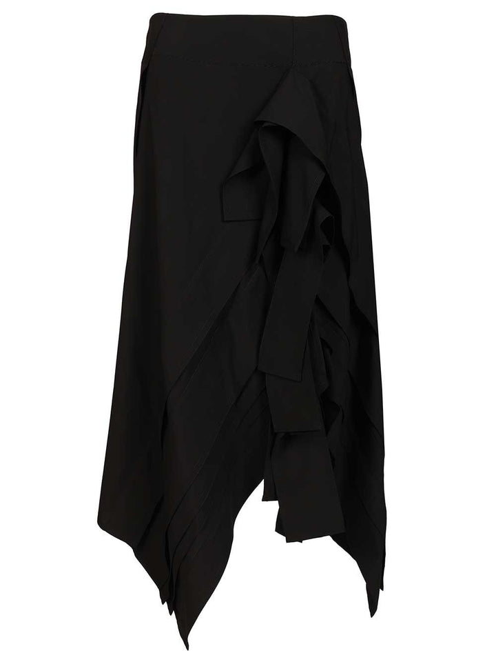 Bottega Veneta Lightweight Wool Midi Skirt Gonne - Nero | c988779d64f4f8c754cfa723eaf2784d3d1d32ad