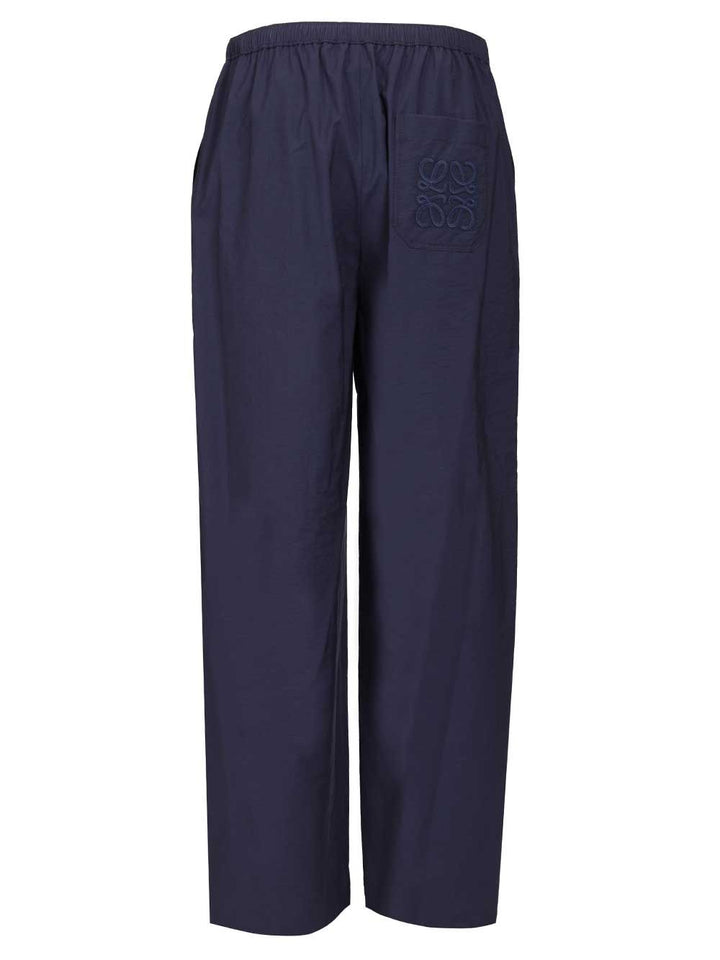 Loewe Drawstring  In Cotton Blend Trousers - Blu | 3f6a5bb8bd1204e717b61eba84671560904e8337