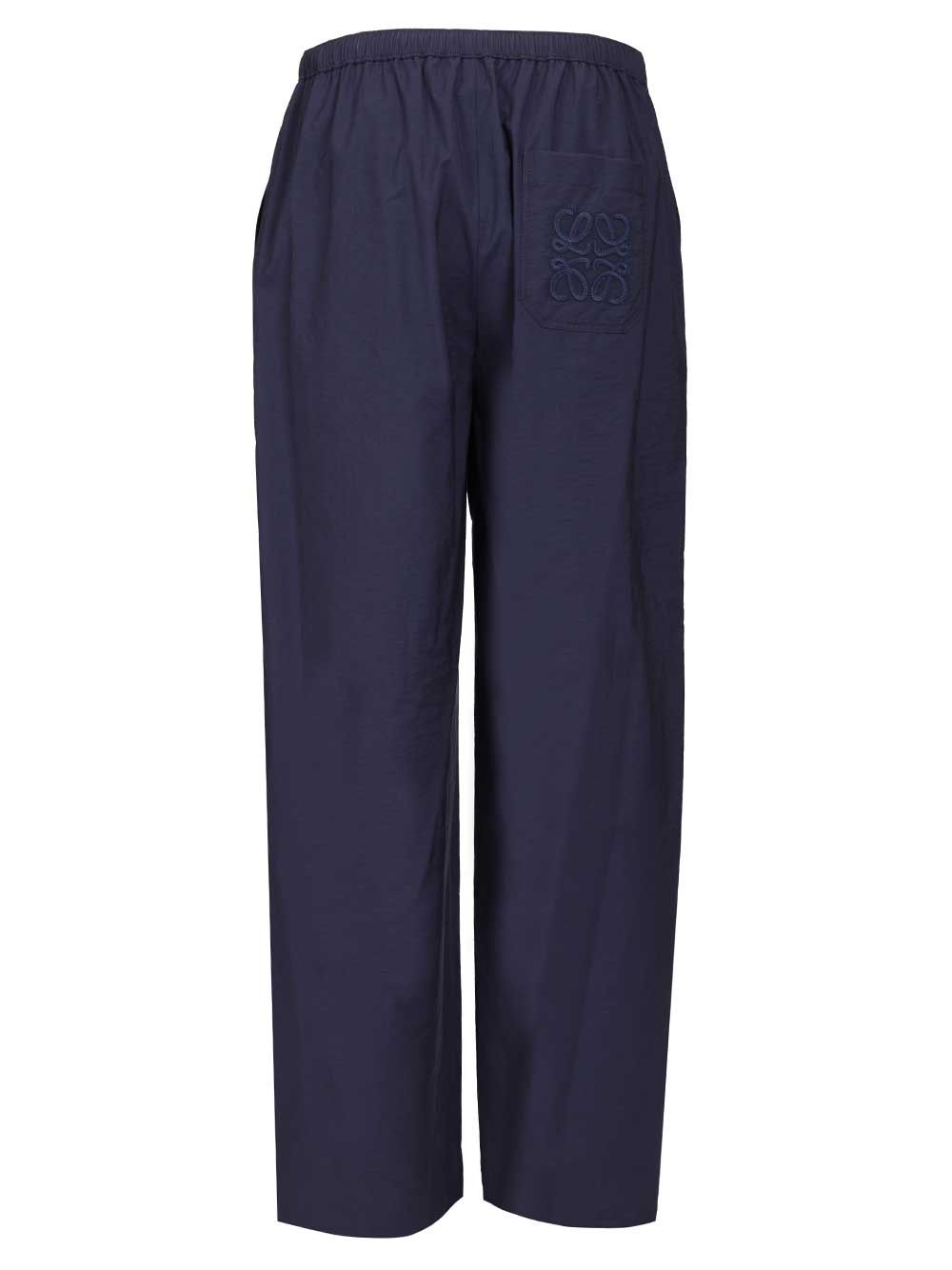Loewe Drawstring  In Cotton Blend Trousers - Blu | 3f6a5bb8bd1204e717b61eba84671560904e8337
