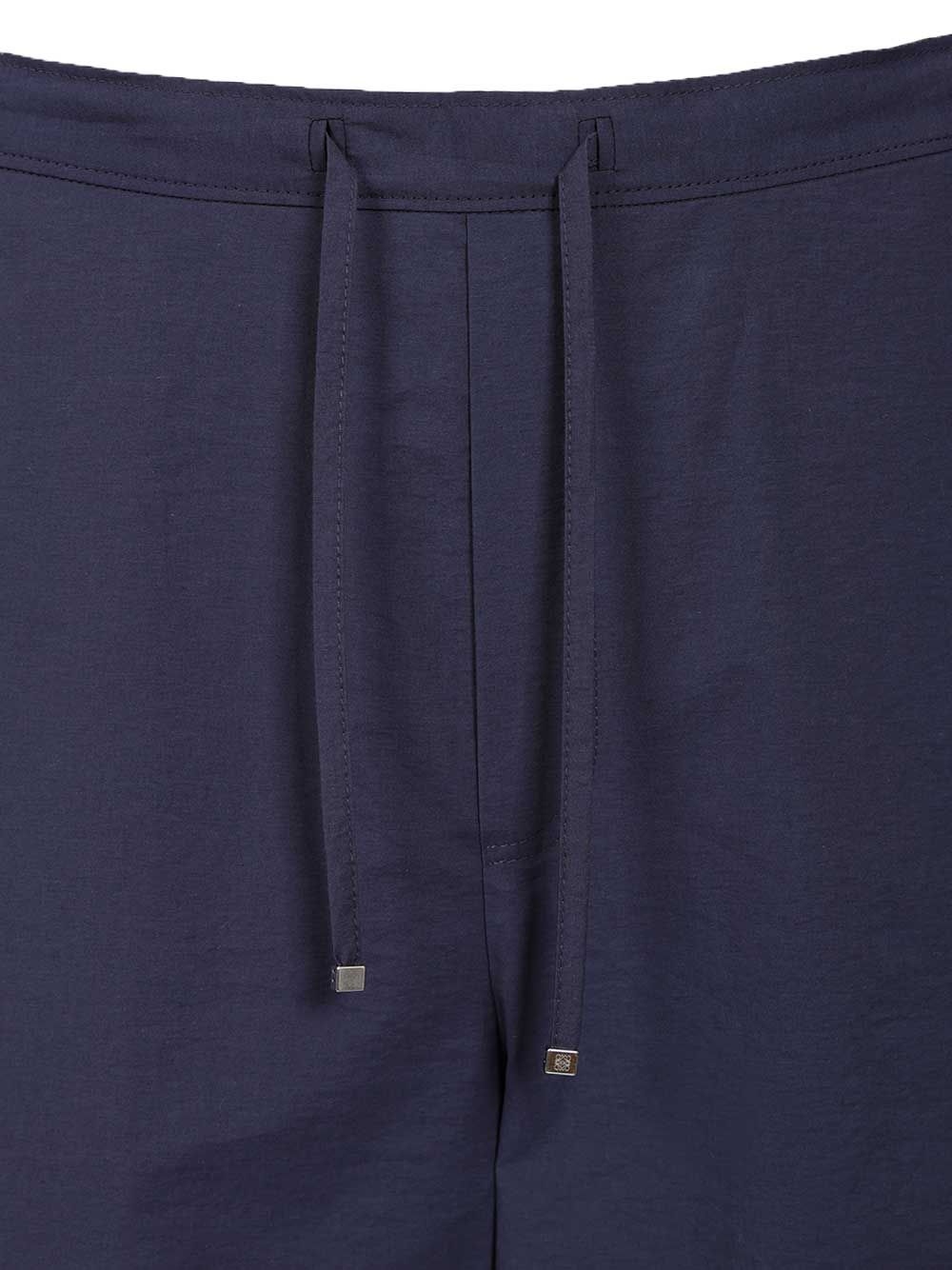 Loewe Drawstring  In Cotton Blend Trousers - Blu | 3e557e3283bec5846c9bfcd3ee8f64de5fc0b889