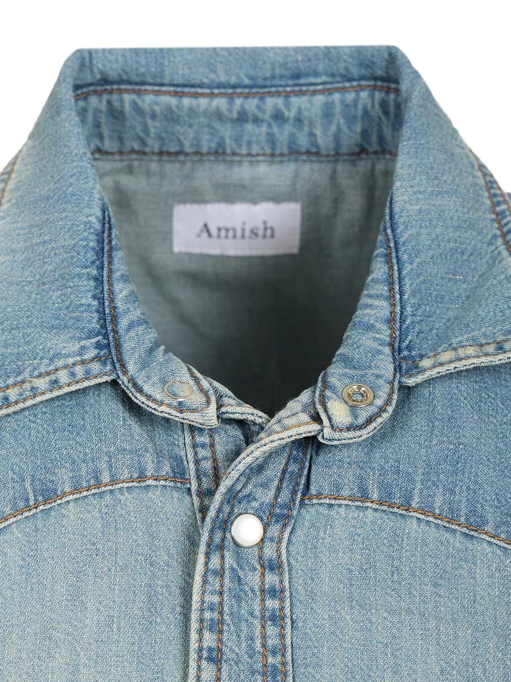 Amish Sleeveless Denim Shirt Giacche - Light blue | 39e8b008097d2f9cd582cf6fa12950191c4e2f89