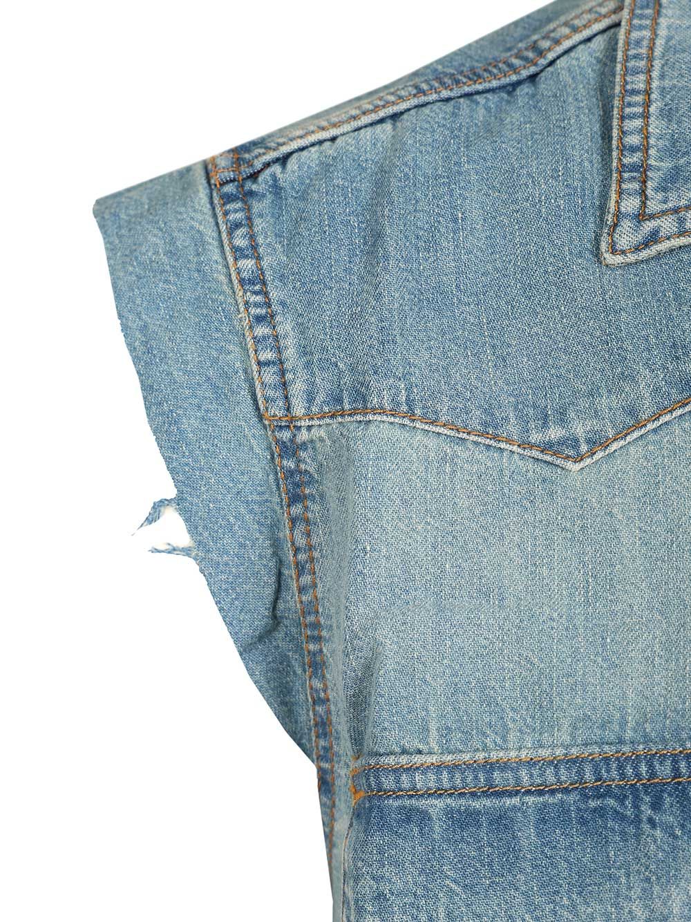 Amish Sleeveless Denim Shirt Giacche - Light blue | 6f000f671c46502f8b6ad0352ed6ff528c44f033
