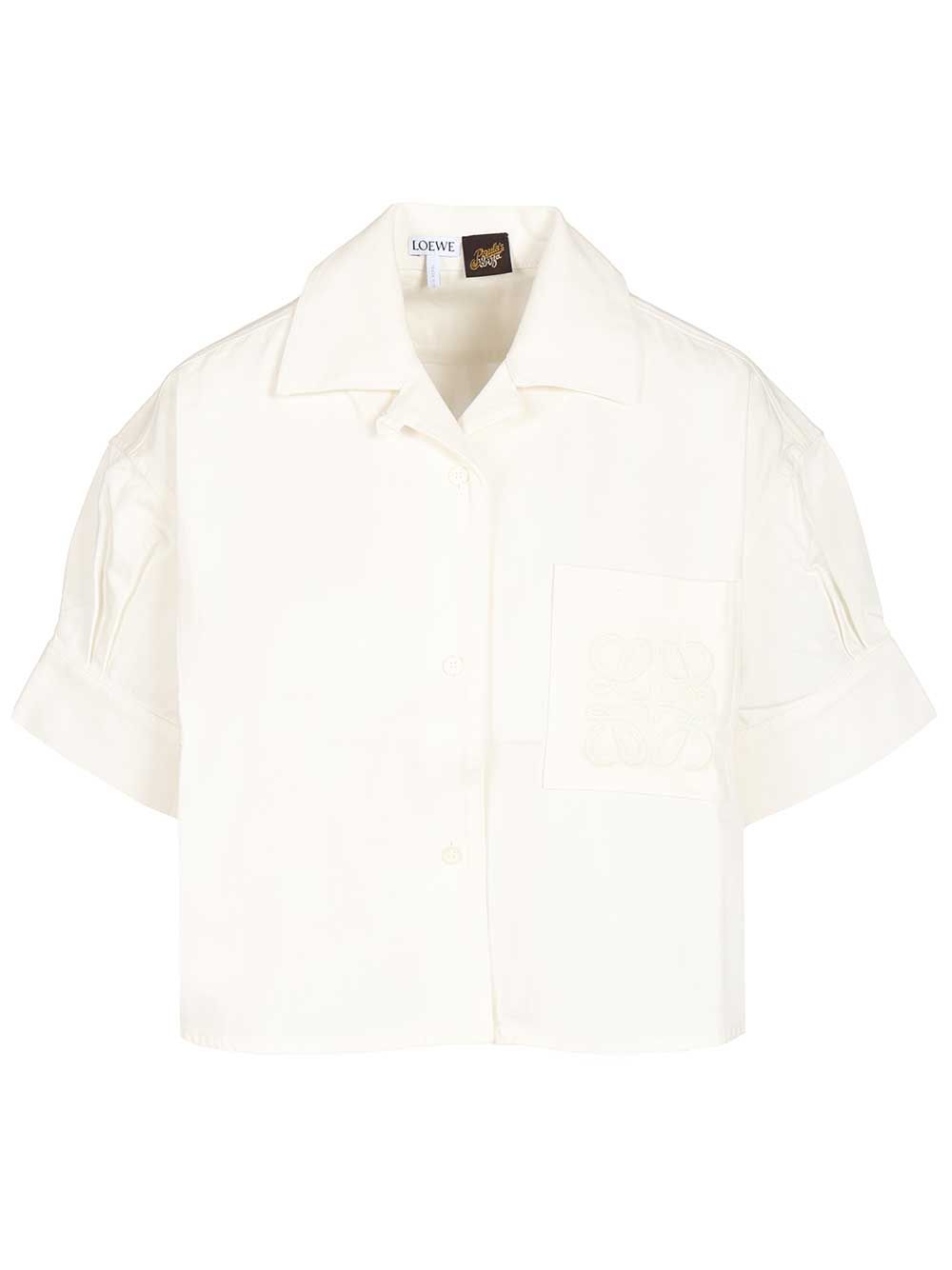 Loewe Short-Sleeved Denim Shirt Shirts - Bianco | 56596cc9893ad9e7a390840a7a84725976170a0d