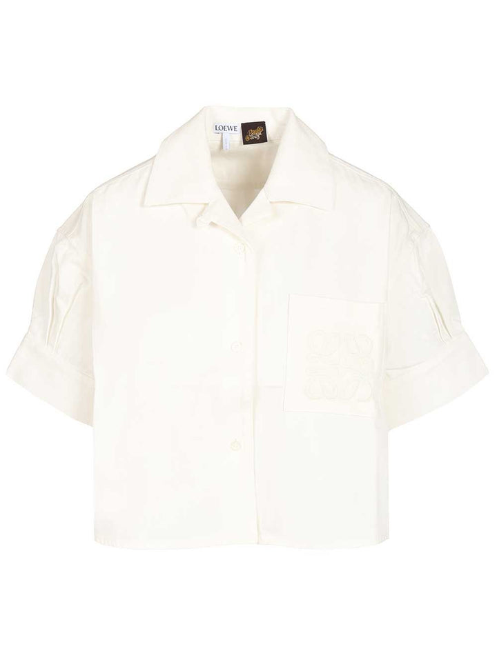 Loewe Short-Sleeved Denim Shirt Shirts - Bianco | 56596cc9893ad9e7a390840a7a84725976170a0d