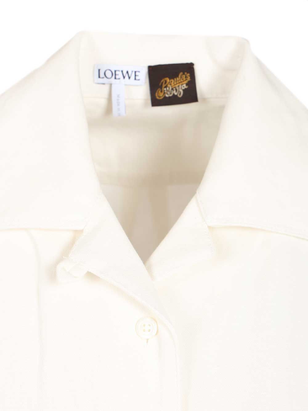 Loewe Short-Sleeved Denim Shirt Shirts - Bianco | 76646a4e5ca5468d61fa98261180139bbf162e49