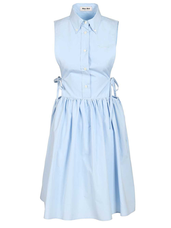 Miu Miu Sleeveless Poplin Dress Abiti - Light blue | 466abc4c46dcee96d9a40d940b89376577bcd015