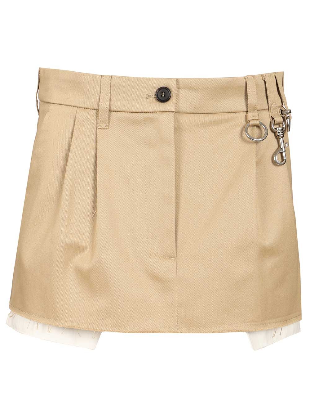 Miu Miu Cotton Chino Mini Skirt Gonne - Beige | 9ee4a1580fd1bcf1ef8af6eb475ba8f970aceaa5
